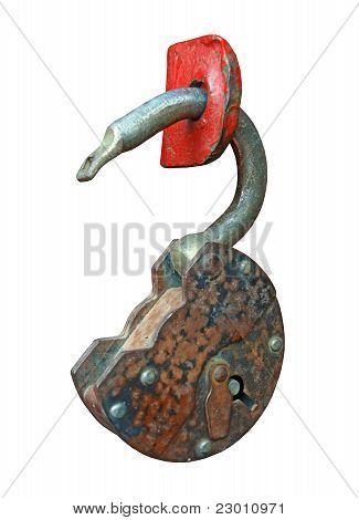 Otevření staré, Rusty otočné Lock.