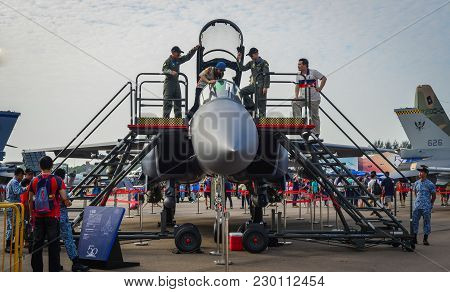 Singapore - Feb 10, 2018. A Mcdonnell Douglas F-15e Strike Eagle Fighter Aircraft Of Singapore Air F