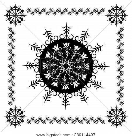 Monochrome Tiles With A Floral Pattern. For Printing On Textiles, Ceramics. For Cutting Ornaments On