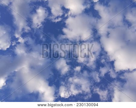 Blue Sky And White Clouds. Background Heaven.