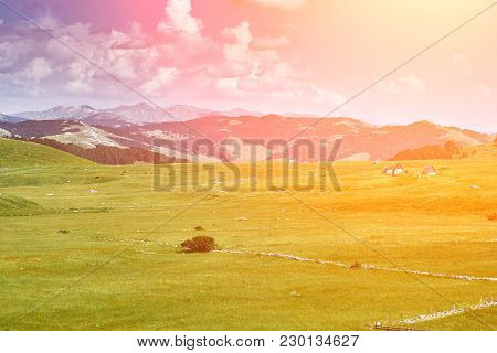 View On Hairpin Road To Risan. Montenegro. Beauty World. Sun Flare