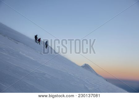 Alpinism Expedition Team Is Returning Home. Mont Blanc, France