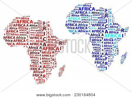 Sketch African Letter Text Continent, African Word - In The Shape Of The Continent, Map Of Continent
