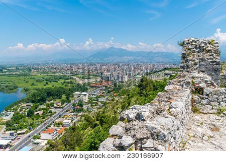 Scenic View From The Fortress Of Rosafa (shkoder, Albania).