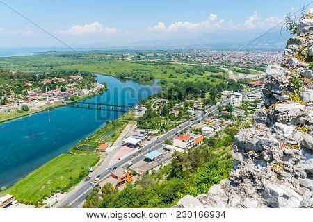 Scenic View From The Fortress Of Rosafa (shkoder, Albania).
