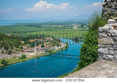 Scenic View From The Fortress Of Rosafa (shkoder, Albania).