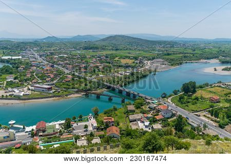 Scenic View From The Fortress Of Rosafa (shkoder, Albania).