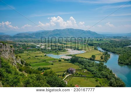 Scenic View From The Fortress Of Rosafa (shkoder, Albania).