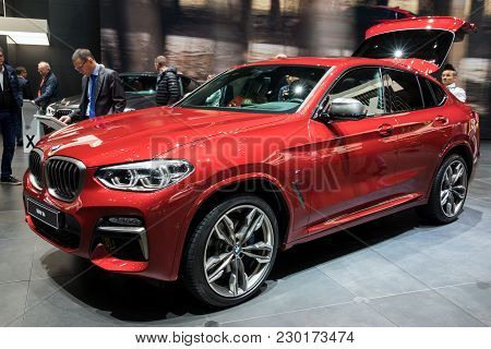 Geneva, Switzerland - March 7, 2018: New 2018 Bmw X4 M40d Suv Car Presented At The 88th Geneva Inter
