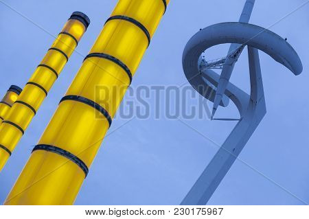 Barcelona,spain-november 21,2016: Communications Tower Or Tower Telefonica, Designed By Santiago Cal