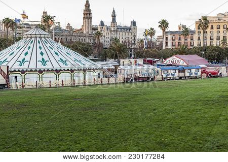 Barcelona,spain-january 5,2016:circus,circ Raluy In Port,port Vell,barcelona.