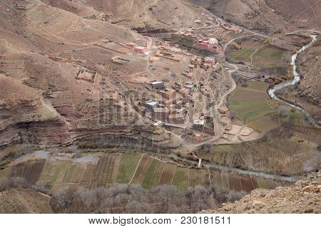 Tridite Village And Atlas Mountains Wide Angle View