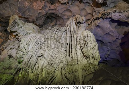 Colorful Cave In Ha Long Bay, Vietnam, Asia
