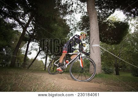 Valencia - December 14: Unidentified Rider Participates In Xix Edition Of Cyclo-cross City Of Valenc