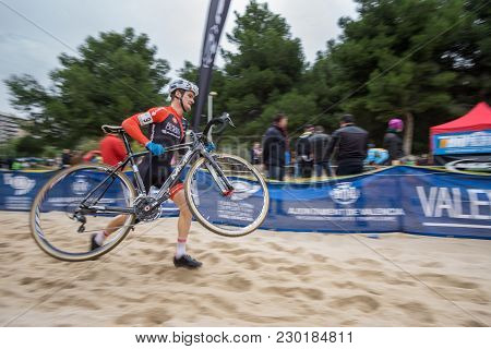 Valencia - December 14: Unidentified Rider Participates In Xix Edition Of Cyclo-cross City Of Valenc