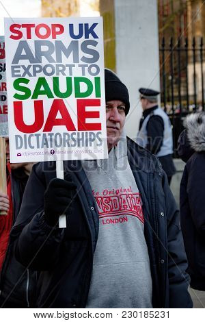 Protesters Gather Outside Downing Street, London, United Kingdom