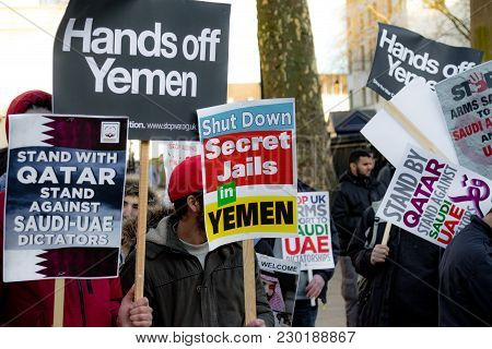 Protesters Gather Outside Downing Street, London, United Kingdom