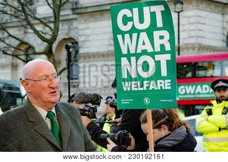 Protesters Gather Outside Downing Street, London, United Kingdom