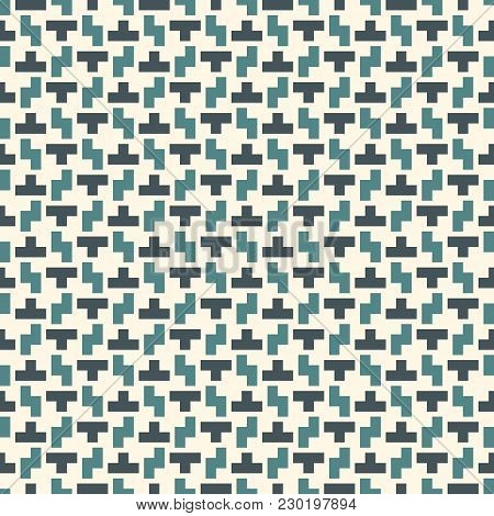 Repeated Creative Puzzle Mosaic Abstract Background. Seamless Surface Pattern Design With Simple Geo