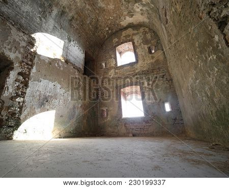 Room Of The Ruins Of An Ancient Fortess Used By Soldiers During The First World War Near The Town Of