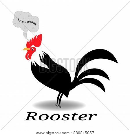 Roster With Speech Bubble. Cockerel With Speech Bubble