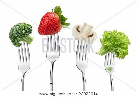 Gabeln mit Gemüse