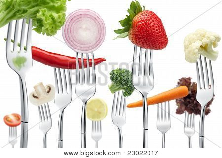 Gabeln mit Gemüse