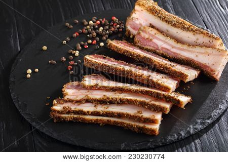 Sliced Spicy Smoked Speck, Top View