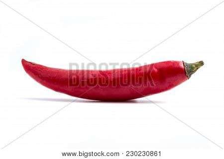 Fresh Red Chili Papper On White Background.