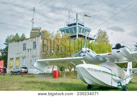 Yalutorovsk, Russia - September 14, 2013: Orion Sk-12 Small Airplane Standing In Sport Aerodrome