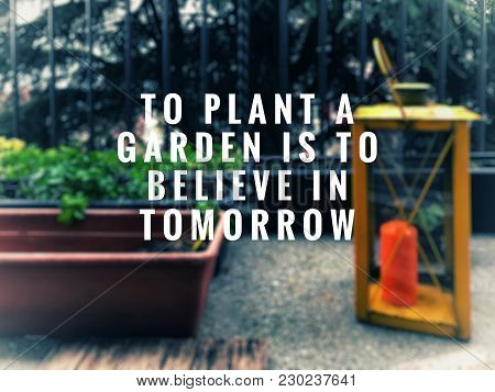 Motivational And Inspirational Quotes Quotes - To Plant A Garden Is To Believe In Tomorrow. With Blu