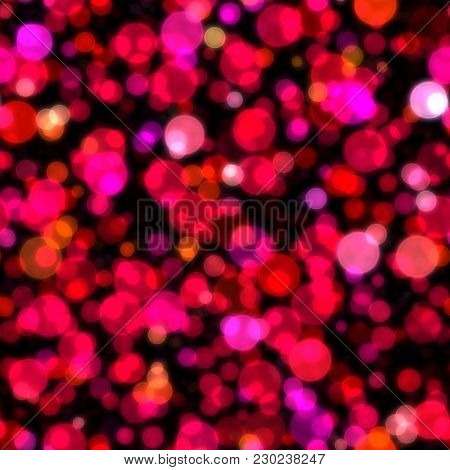 Seamless Glow Bokeh Spray Background. Abstract Colorful Square Pattern With Glitter Particles With D