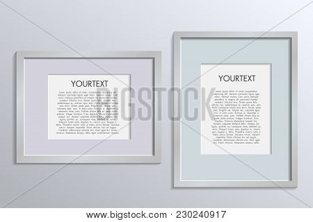 3d Picture Frame Design Vector For A4 Image Or Text. Colour Realistic Square Empty Picture Frame On 