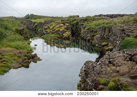 The Silfra Fissure, Þingvellir, Where The European And American Plates Meet. Thingvellir National Pa