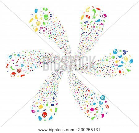 Multi Colored Human Organ Exploding Abstract Flower. Suggestive Twist Created From Randomized Human 