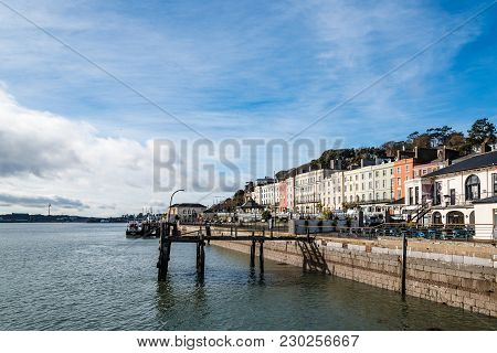Cobh, Ireland - November 9, 2017: Waterfront Of Cobh A Sunny Morning. Cobh Is A Picturesque Irish To