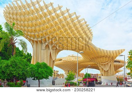 Metropol Parasol Is A Wooden Structure Located At La Encarnacion