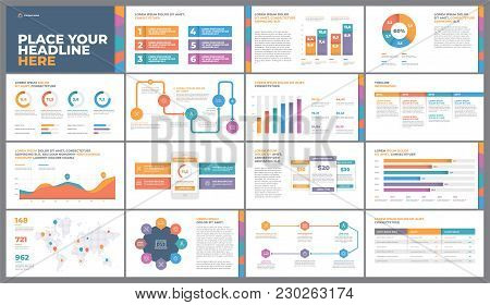 Presentation Template Design. Business Data Graphs. Vector Financial And Marketing Charts.