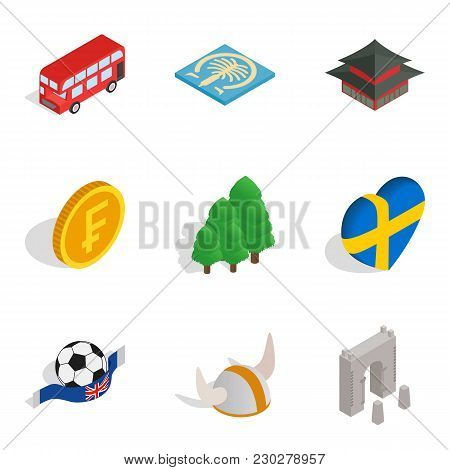 Region Of The Planet Icons Set. Isometric Set Of 9 Region Of The Planet Vector Icons For Web Isolate