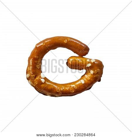Pretzel Letter G
 Isolated On White Background Macro Shot Manually Detoured