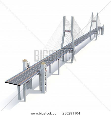 Nanpu Bridge On White Background. 3d Illustration