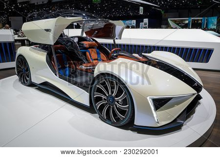Geneva, Switzerland - March 6, 2018: Techrules Ren Turbine-powered Supercar Showcased At The 88th Ge