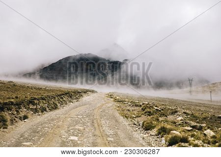 View At Laguna Milluni Between La Paz And Chalcaltaya In Bolivia