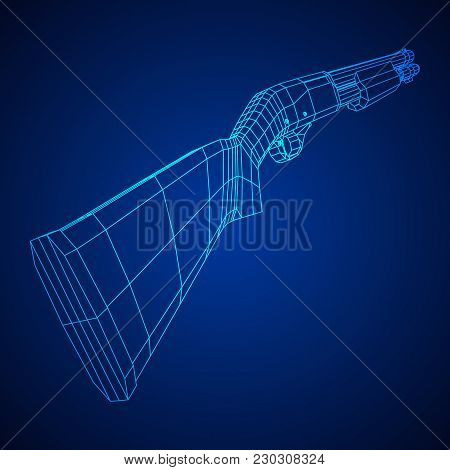 Shotgun Rifle Hunting Carbine Wireframe Low Poly Mesh Vector Illustration