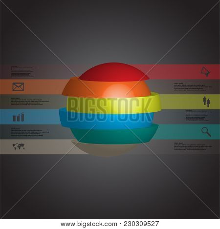 3d Illustration Infographic Template With Motif Of Sliced Ball To Six Brown Parts Which Are Stacked 