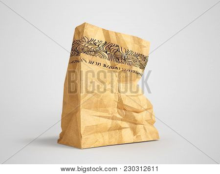 Great Paper Shopping Bag For Supermarket 3d Render On Gray Background With Shadow