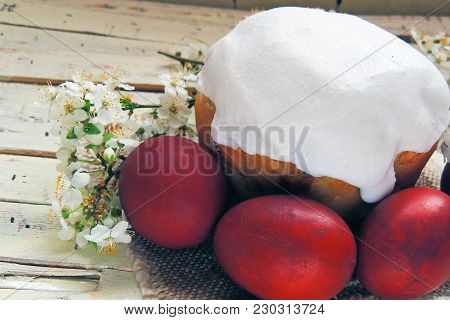 Easter Cake And Easter Eggs