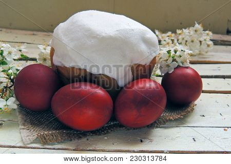 Easter Cake And Easter Eggs