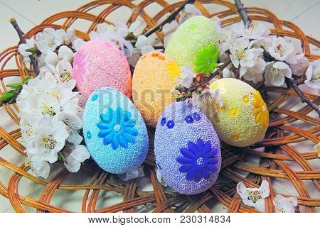 Easter Eggs And Cherry Twigs