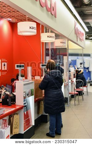 Khimki, Russia - March 08. 2018. People Near Ticket Office In A Shop Mvideo
